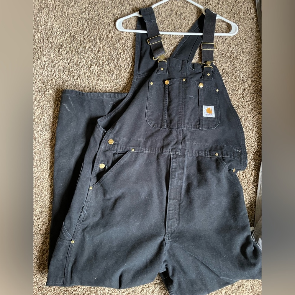 Black Carhart overalls